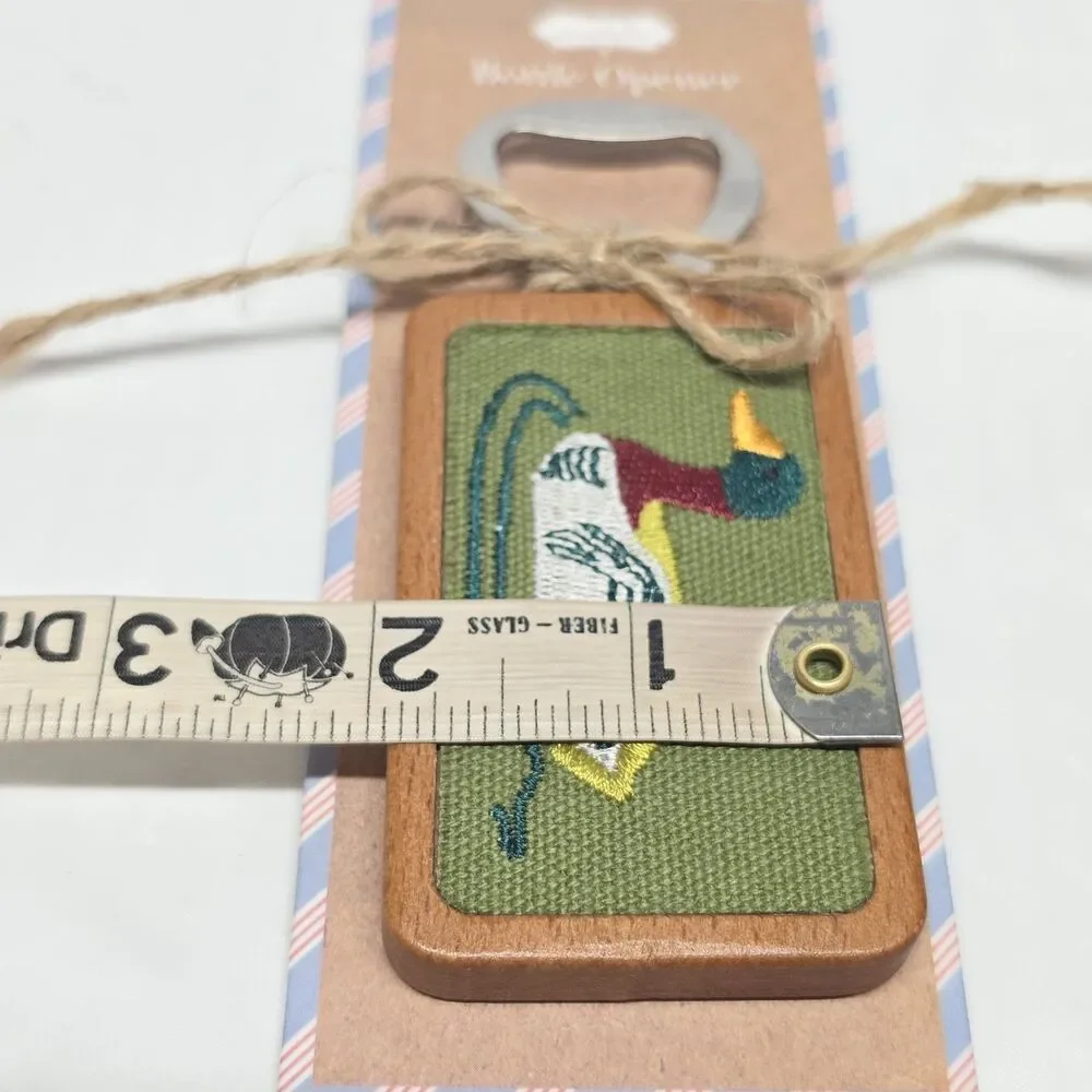 Anthropologie MUD PIE Embroidered Duck Bottle Opener NWT Hunting Retro